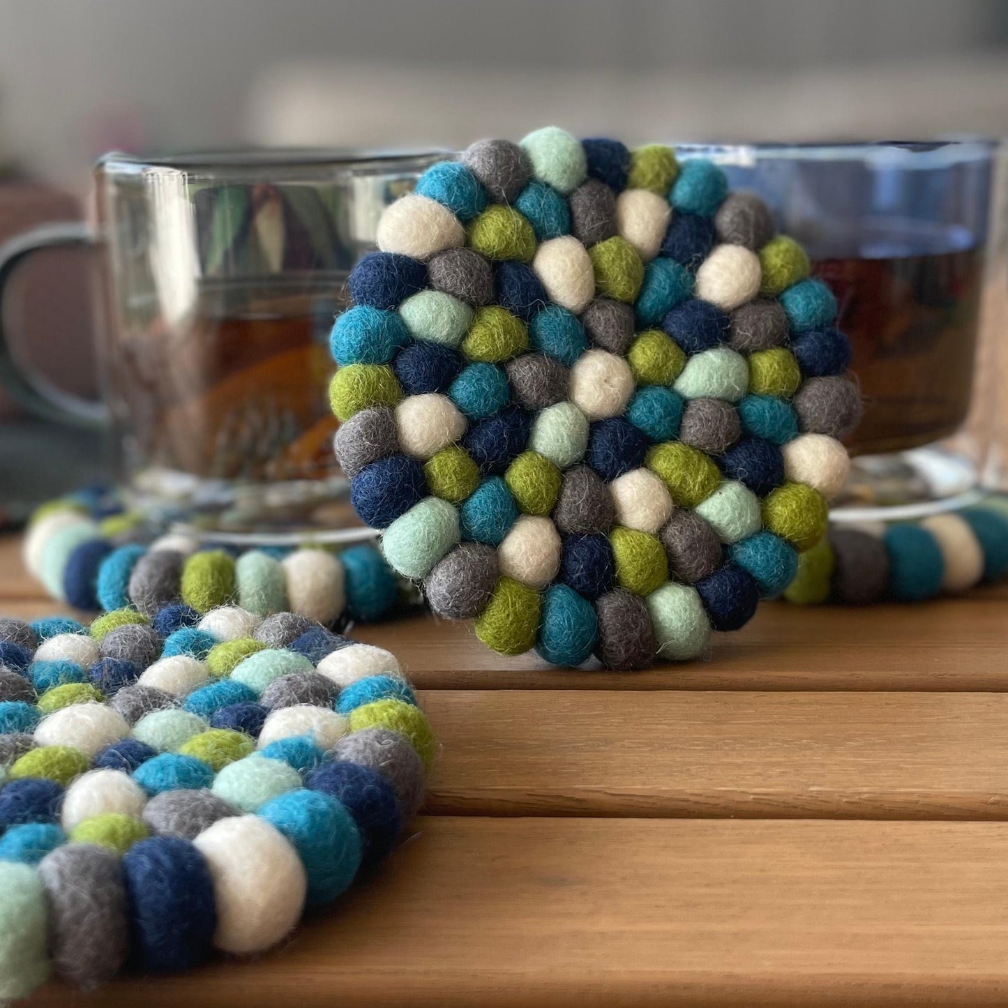 Felt Ball Coasters -Set of 4