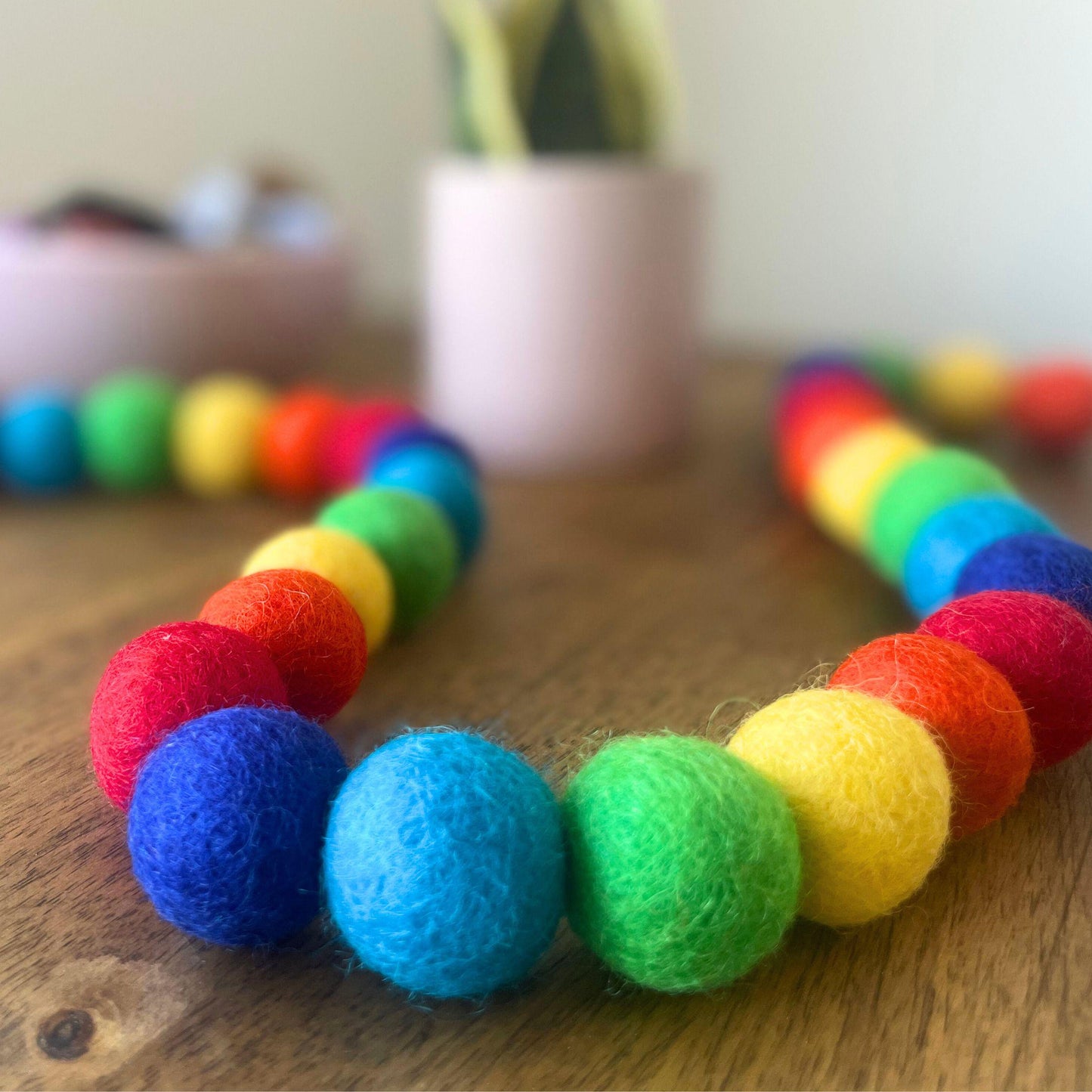 Rainbow Felt Ball Garland