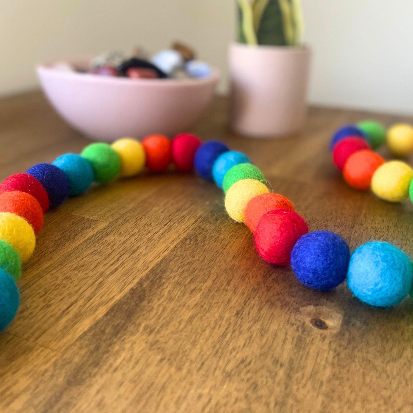 Rainbow Felt Ball Garland