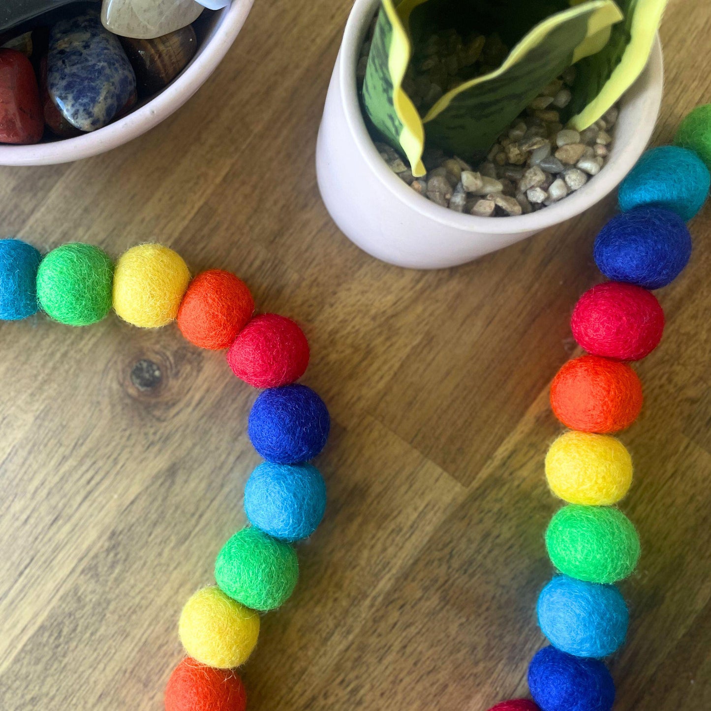 Rainbow Felt Ball Garland