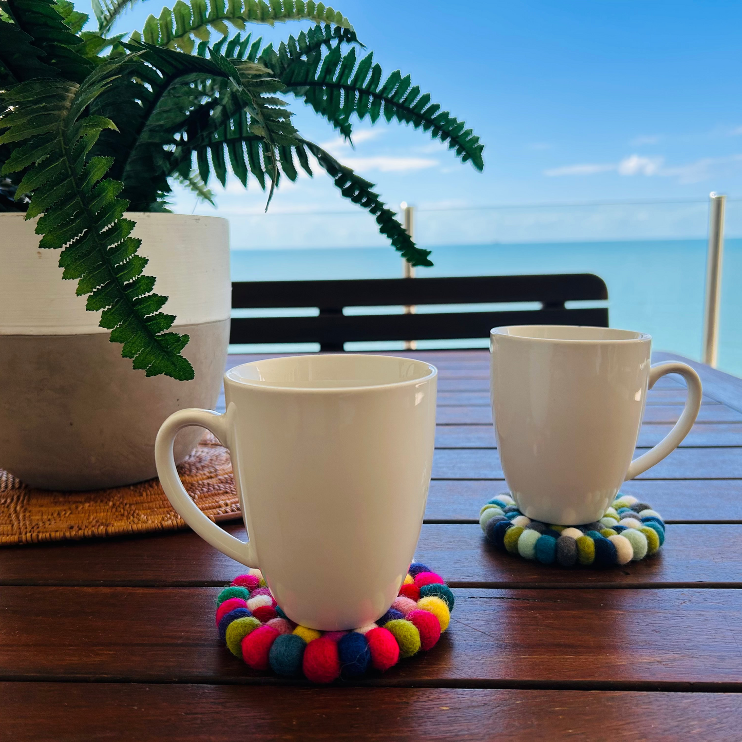 Felt Ball Coasters -Set of 4