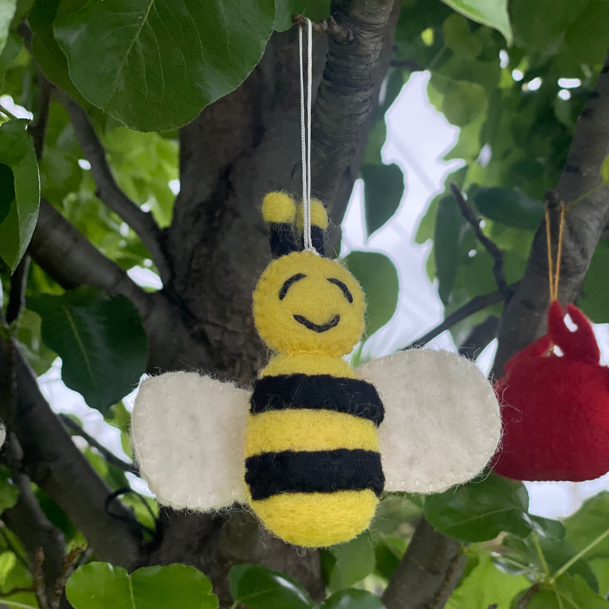 Handmade felt bee ornament 